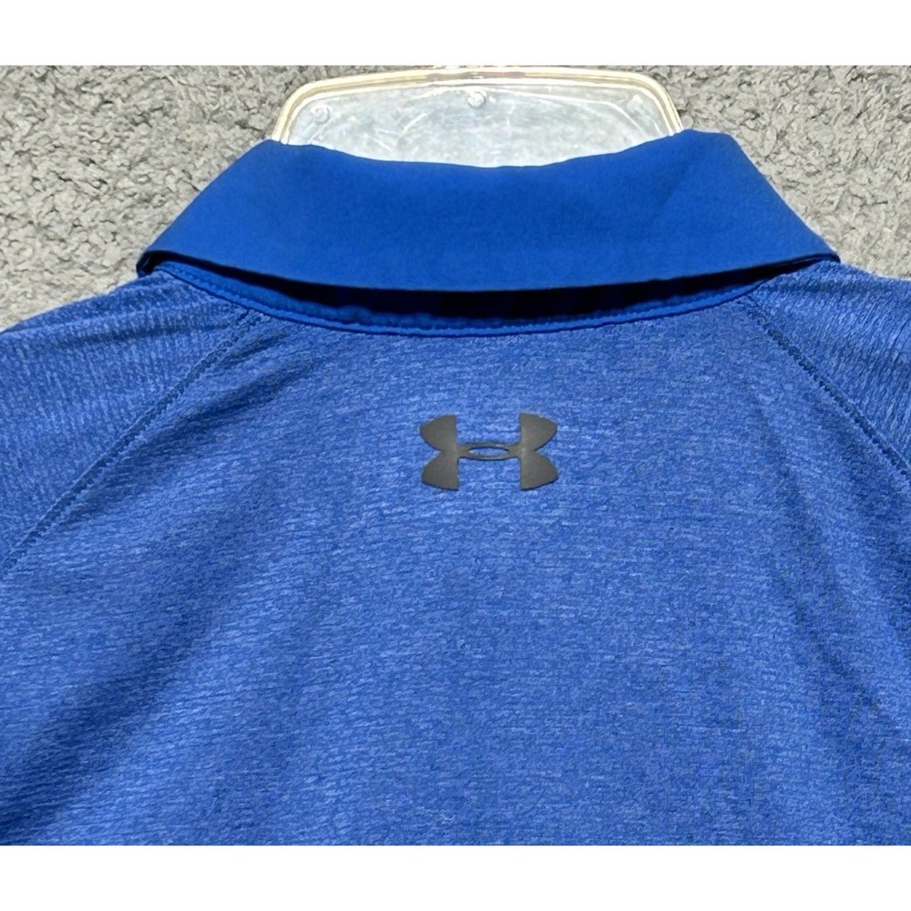 Under Armour HeatGear Blue‎ Heather Tech Golf Polo Shirt Mens Medium UA - Picture 11 of 11